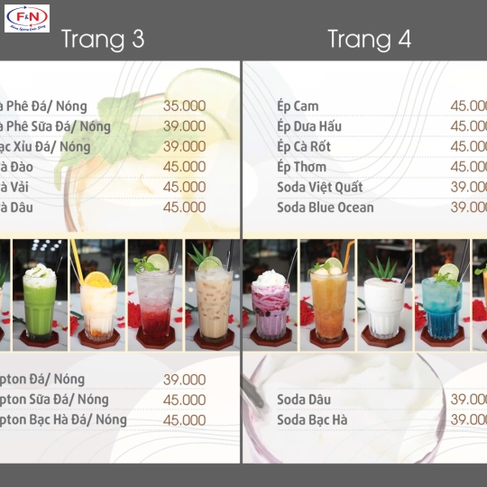 Menu nước uống
