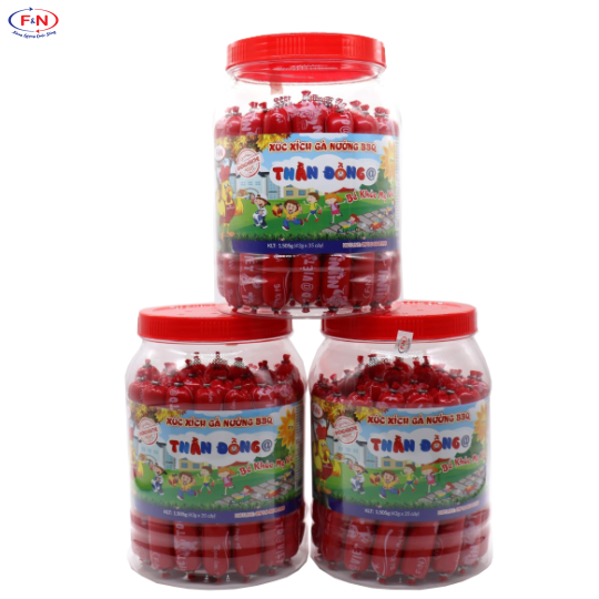 Hủ Gà 43g x 35 cây = 1505g/hủ. Thùng 12 hủ = 18.06 kg /  Khuyến mãi mua 10 tặng 1