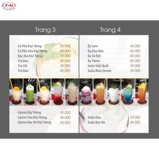 Menu nước uống