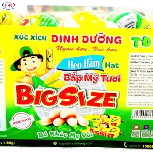 Xúc Xích DD TĐ Việt Heo Hầm Hạt Bắp Mỹ Tươi BIG SIZE hộp nhựa lớn 80g x 25cây = 2000g