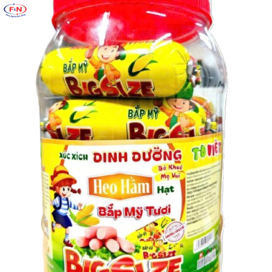 Xúc Xích DD TĐ Việt Heo Hầm Hạt Bắp Mỹ Tươi BIG SIZE hũ lớn 80g x 15cây = 1200g